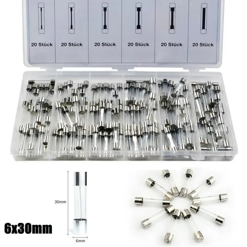 120pcs 6x30mm Fast - Blow Glass Tube Fuse Set for Car and Electronics FS070008 - 14 - with | Sold by Uncle Wiener's Wholesale