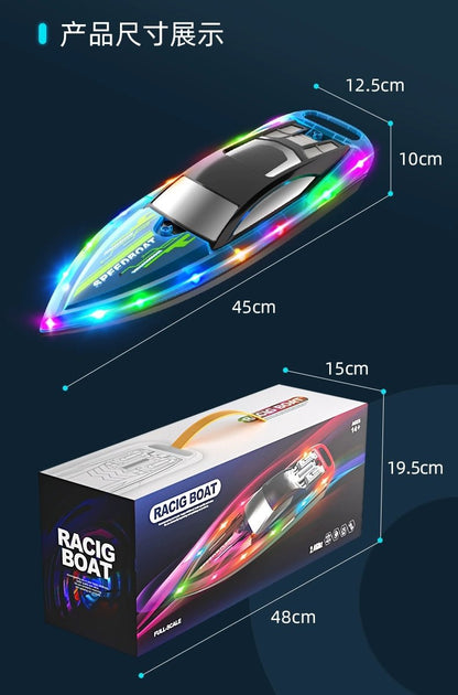 1:28 Scale 2.4G RC High - Speed Propeller Boat with Lights – 15 km/h, 1200mAh Battery, Long Range 100m – SKU 1896940S - with | Sold by Uncle Wiener's Wholesale