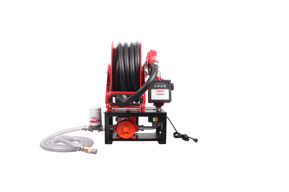 12V & 110V Diesel Fuel Transfer Pump with 50 FT Auto - Retractable Hose Reel - Auto - Retractable Fuel Transfer Hose Reel with 12 VOLT | Sold by Uncle Wiener's Wholesale