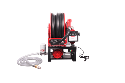 12V & 110V Diesel Fuel Transfer Pump with 50 FT Auto - Retractable Hose Reel - Auto - Retractable Fuel Transfer Hose Reel with 12 VOLT | Sold by Uncle Wiener's Wholesale