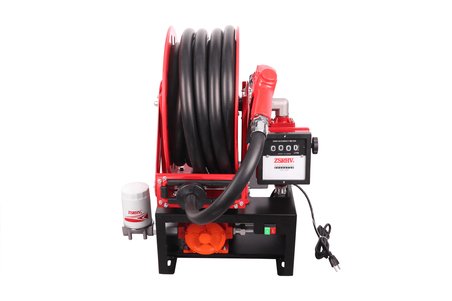 12V & 110V Diesel Fuel Transfer Pump with 50 FT Auto - Retractable Hose Reel - Auto - Retractable Fuel Transfer Hose Reel with 12 VOLT | Sold by Uncle Wiener's Wholesale