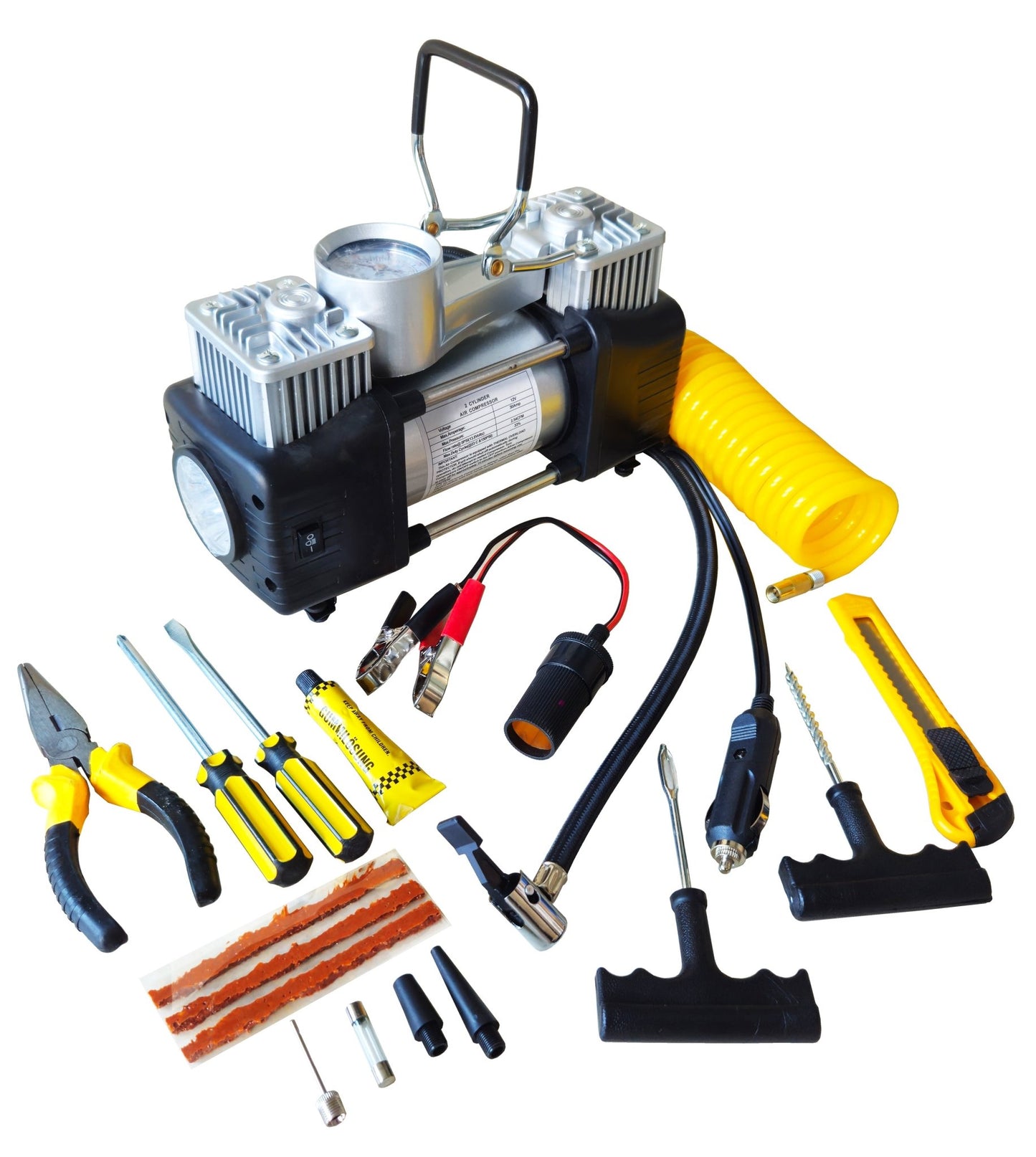 12V Air Compressor – 150 PSI Portable Double Cylinder Tire Inflator with LED & Digital Gauge S1320 - with | Sold by Uncle Wiener's Wholesale