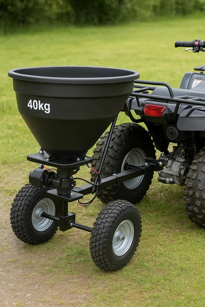 12V ATV & Lawn Tractor Fertilizer Spreader – 40KG Capacity for Salt, Seed, and Grit (GT1506) - with | Sold by Uncle Wiener's Wholesale