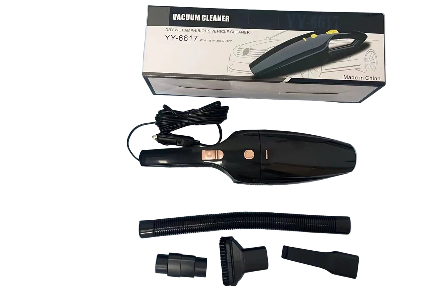 12V Portable Car Vacuum Cleaner – Handheld Auto Detailing Vac for Vehicle Interior | Model: CZK6617 - with | Sold by Uncle Wiener's Wholesale