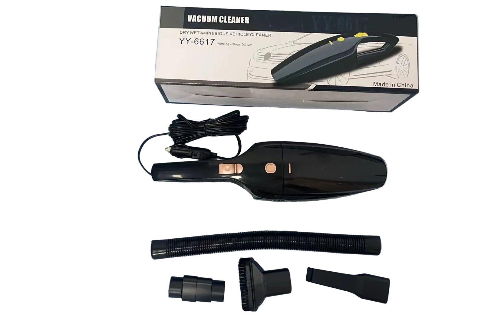 12V Portable Car Vacuum Cleaner – Handheld Auto Detailing Vac for Vehicle Interior | Model: CZK6617 - with | Sold by Uncle Wiener's Wholesale