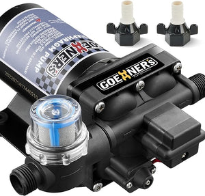 12V RV Fresh Water Pump 6.0 GPM 70 PSI Self-Priming Diaphragm Water Pump with Pressure Switch & Strainer for RV, Marine, Boat & Caravan