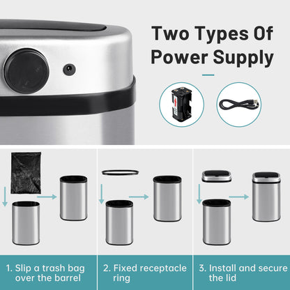 13 Gallon (50L) Automatic Touch - Free Kitchen Trash Can Stainless Steel AMSTC50 - with | Sold by Uncle Wiener's Wholesale