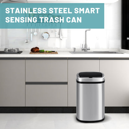 13 Gallon (50L) Automatic Touch - Free Kitchen Trash Can Stainless Steel AMSTC50 - with | Sold by Uncle Wiener's Wholesale