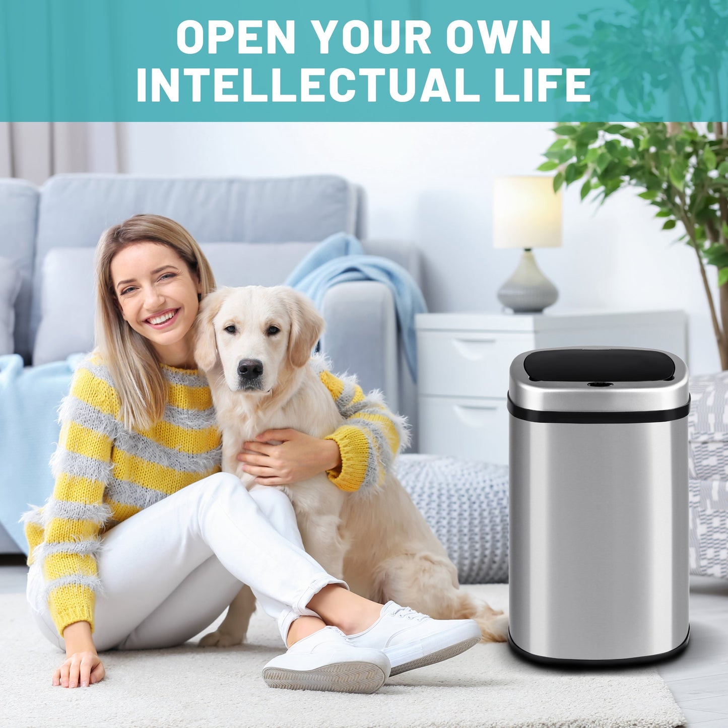 13 Gallon (50L) Automatic Touch - Free Kitchen Trash Can Stainless Steel AMSTC50 - with | Sold by Uncle Wiener's Wholesale