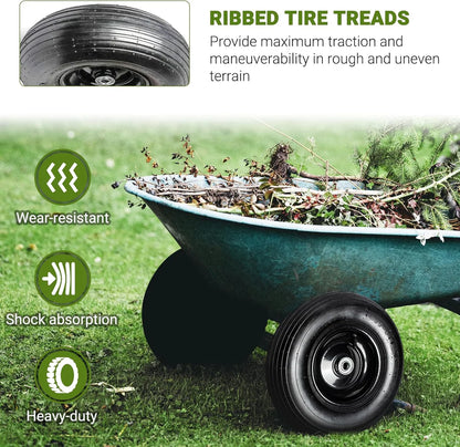 Pneumatic Tire & Wheel Assembly 2-Pack Replacement Wheels 2.80/2.50-4, 13x4.00-6 & 4.80/4.00-8 for Hand Trucks, Wheelbarrows, Carts, Dollies & Garden Trailers