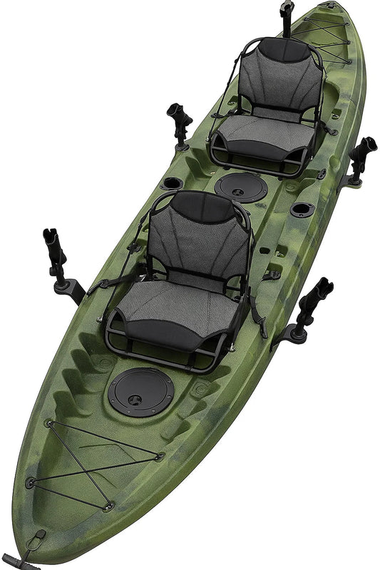 13.5 FT Deluxe Tandem Fishing Kayak – Stable Design with Rod Holders, Storage Hatches for Lake & Ocean 111416 - with | Sold by Uncle Wiener's Wholesale