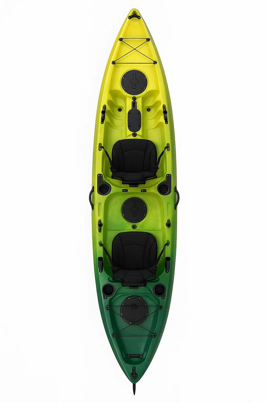 13.5 FT Deluxe Tandem Fishing Kayak – Stable Design with Rod Holders, Storage Hatches for Lake & Ocean 111416 - with | Sold by Uncle Wiener's Wholesale