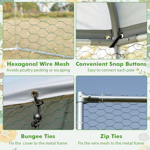 13ft Hexagon Walk - in Chicken Run with Roof Cover – Heavy Duty Outdoor Poultry Cage – 150631 - with | Sold by Uncle Wiener's Wholesale