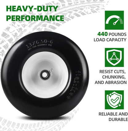 13x6.50 - 6 Lawn Mower Tires (2 - Pack) – Wide - Profile Tubeless Front Tires for Zero - Turn Mowers – T1365062PK - with | Sold by Uncle Wiener's Wholesale