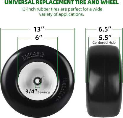 13x6.50 - 6 Lawn Mower Tires (2 - Pack) – Wide - Profile Tubeless Front Tires for Zero - Turn Mowers – T1365062PK - with | Sold by Uncle Wiener's Wholesale