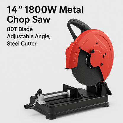 14" 1800W Metal Chop Saw – 80T Blade, Adjustable Angle, Steel Cutter 230908 - Metal Cutting Saws with | Sold by Uncle Wiener's Wholesale