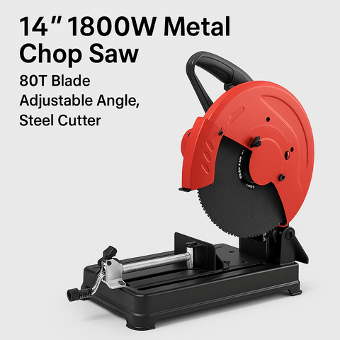 14" 1800W Metal Chop Saw – 80T Blade, Adjustable Angle, Steel Cutter 230908 - Metal Cutting Saws with | Sold by Uncle Wiener's Wholesale