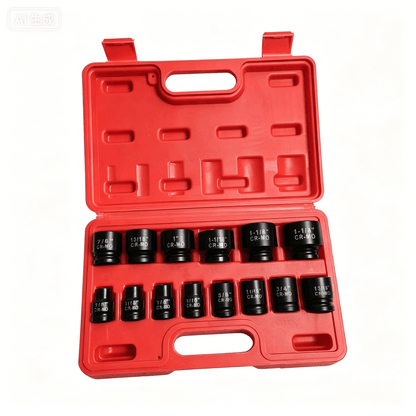 14 - Piece 1/2" Drive SAE Shallow Impact Socket Set – Chrome Vanadium Steel | S1153 - General Equipment with | Sold by Uncle Wiener's Wholesale