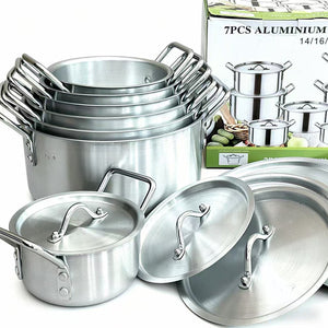 14-Piece Aluminum Cookware Set with Lids Stainless Steel Handles TKQQ46