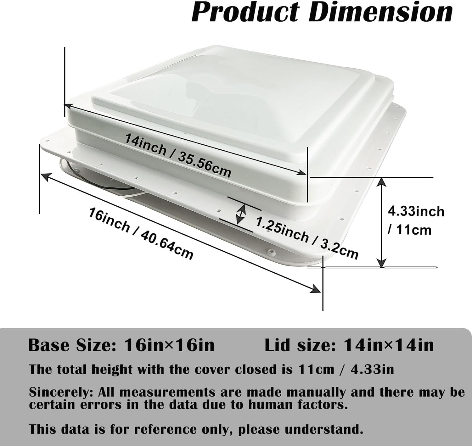 14" RV Roof Vent with Fan – Universal Fit for Camper, Trailer, Motorhome, VK100M - with | Sold by Uncle Wiener's Wholesale