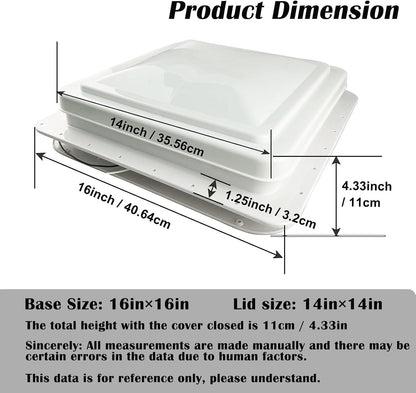 14" RV Roof Vent with Fan – Universal Fit for Camper, Trailer, Motorhome, VK100M - with | Sold by Uncle Wiener's Wholesale