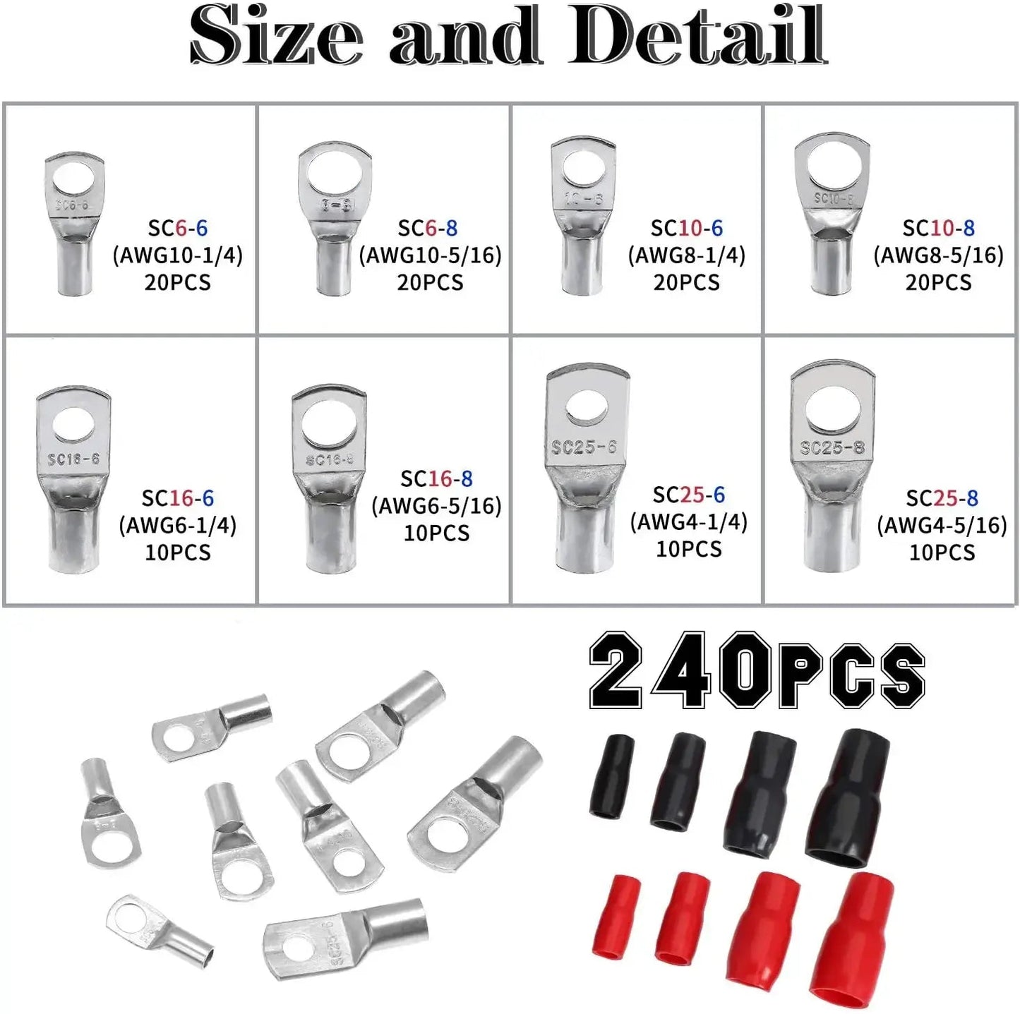 140pcs Wire Connector Tinned Terminals Combination Set FS090212 - with | Sold by Uncle Wiener's Wholesale