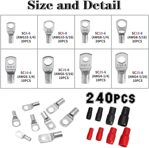 140pcs Wire Connector Tinned Terminals Combination Set FS090212 - with | Sold by Uncle Wiener's Wholesale
