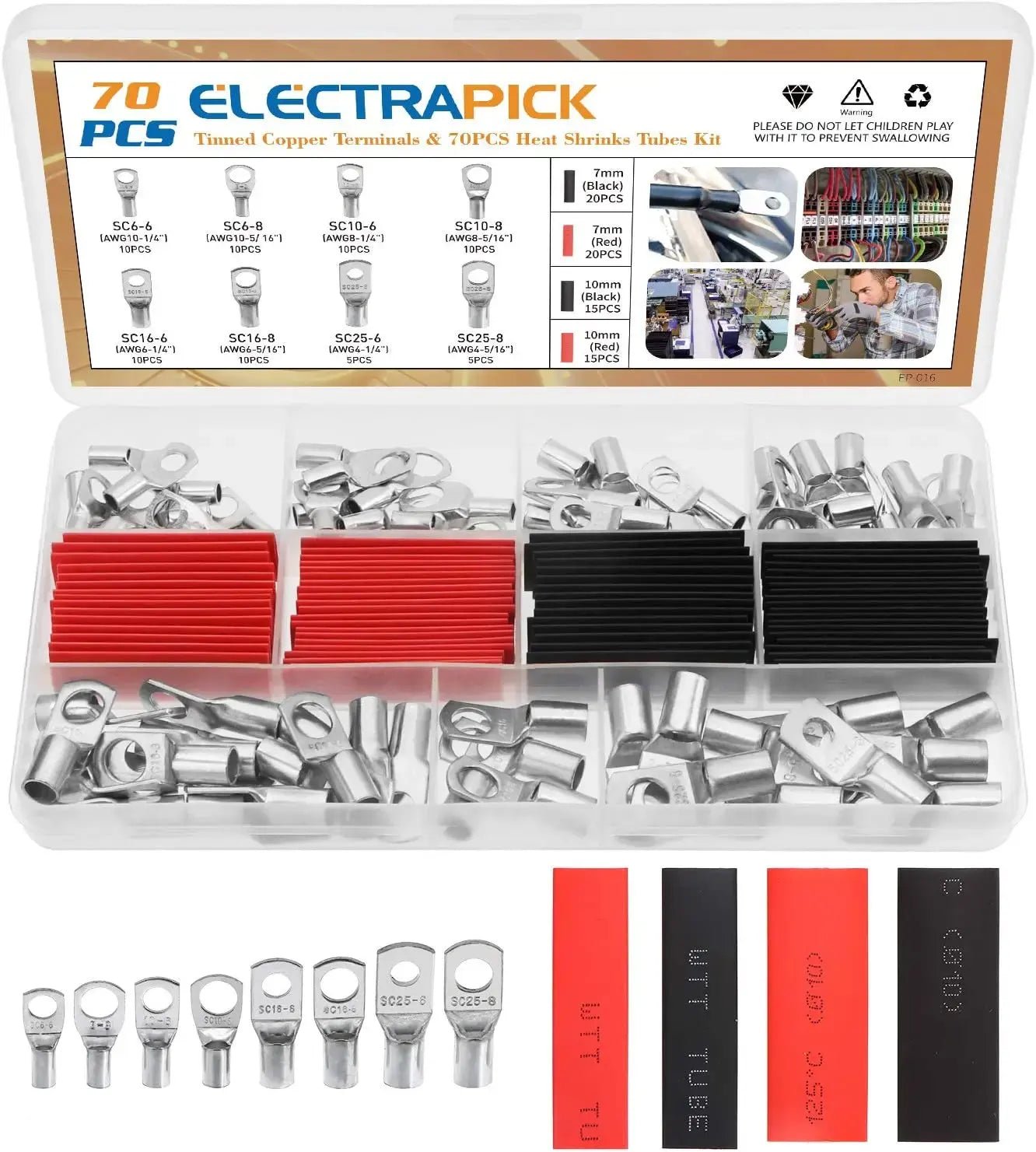 140pcs Wire Connector Tinned Terminals Combination Set FS090212 - with | Sold by Uncle Wiener's Wholesale