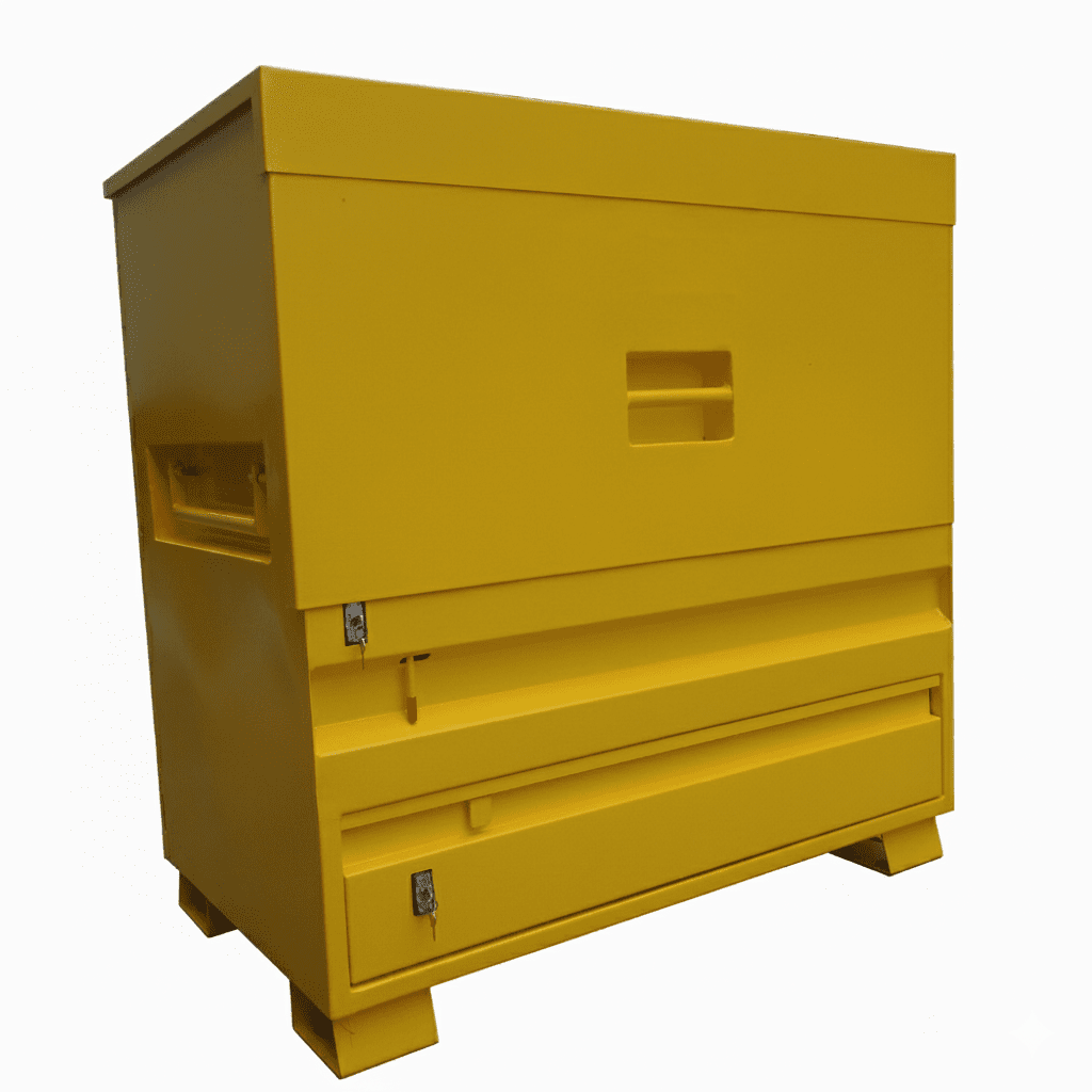 Heavy-Duty Job Site Security Tool Box Steel – 3-Point Lock Contractor Storage