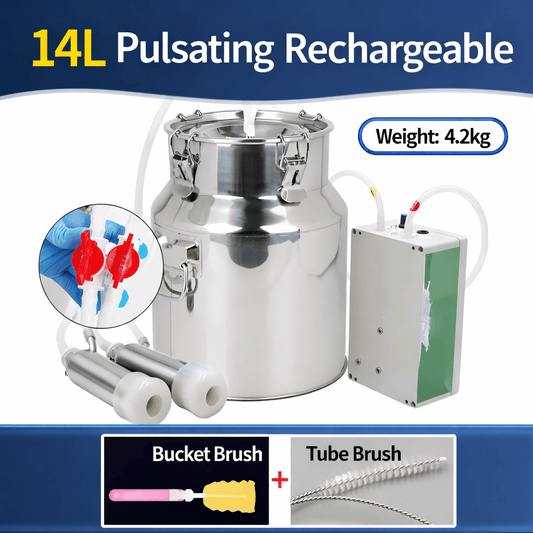 14L Cow Milking Machine Rechargeable Stainless Steel Bucket CM014 - General Equipment with | Sold by Uncle Wiener's Wholesale