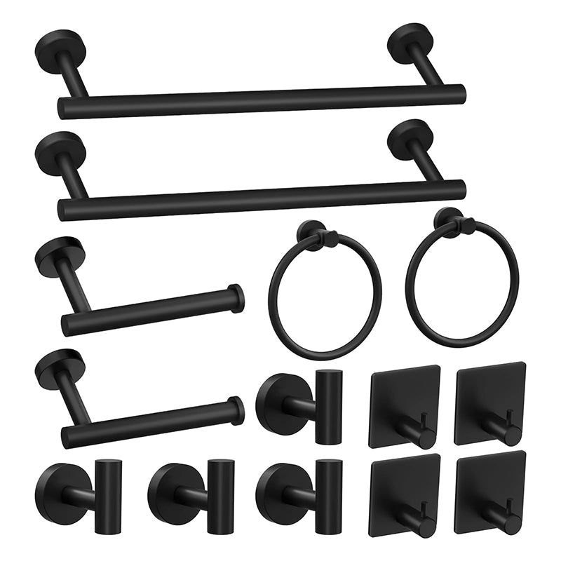 14pc Matte Black Bathroom Hardware Set Stainless Steel Towel Bar Rack Kit BH14R - with | Sold by Uncle Wiener's Wholesale