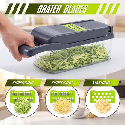 15-in-1 Vegetable Chopper & Slicer Set – Mandoline Cutter with Blades, Peeler & Container | S1310 - Furniture with | Sold by Uncle Wiener's Wholesale