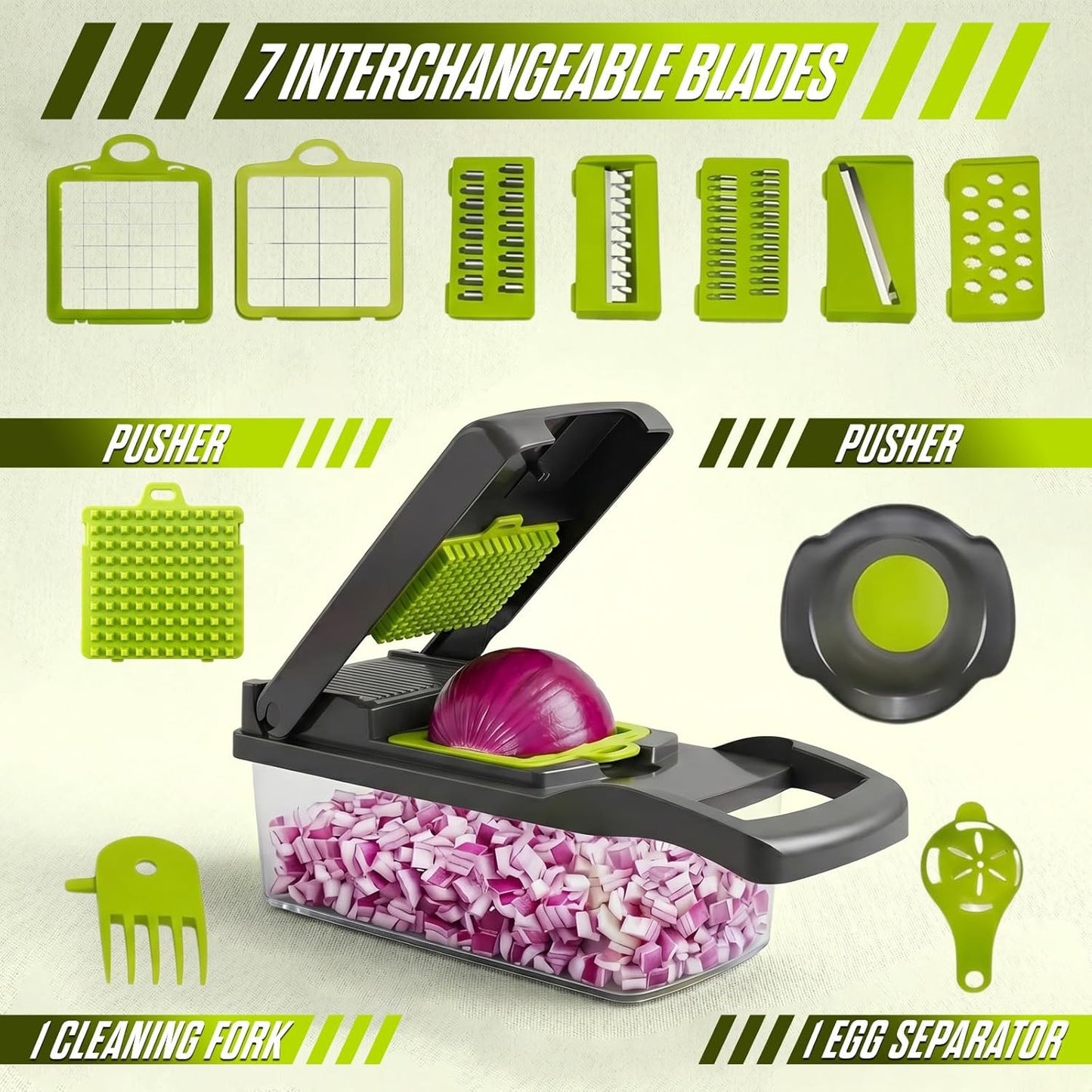 15-in-1 Vegetable Chopper & Slicer Set – Mandoline Cutter with Blades, Peeler & Container | S1310 - Furniture with | Sold by Uncle Wiener's Wholesale