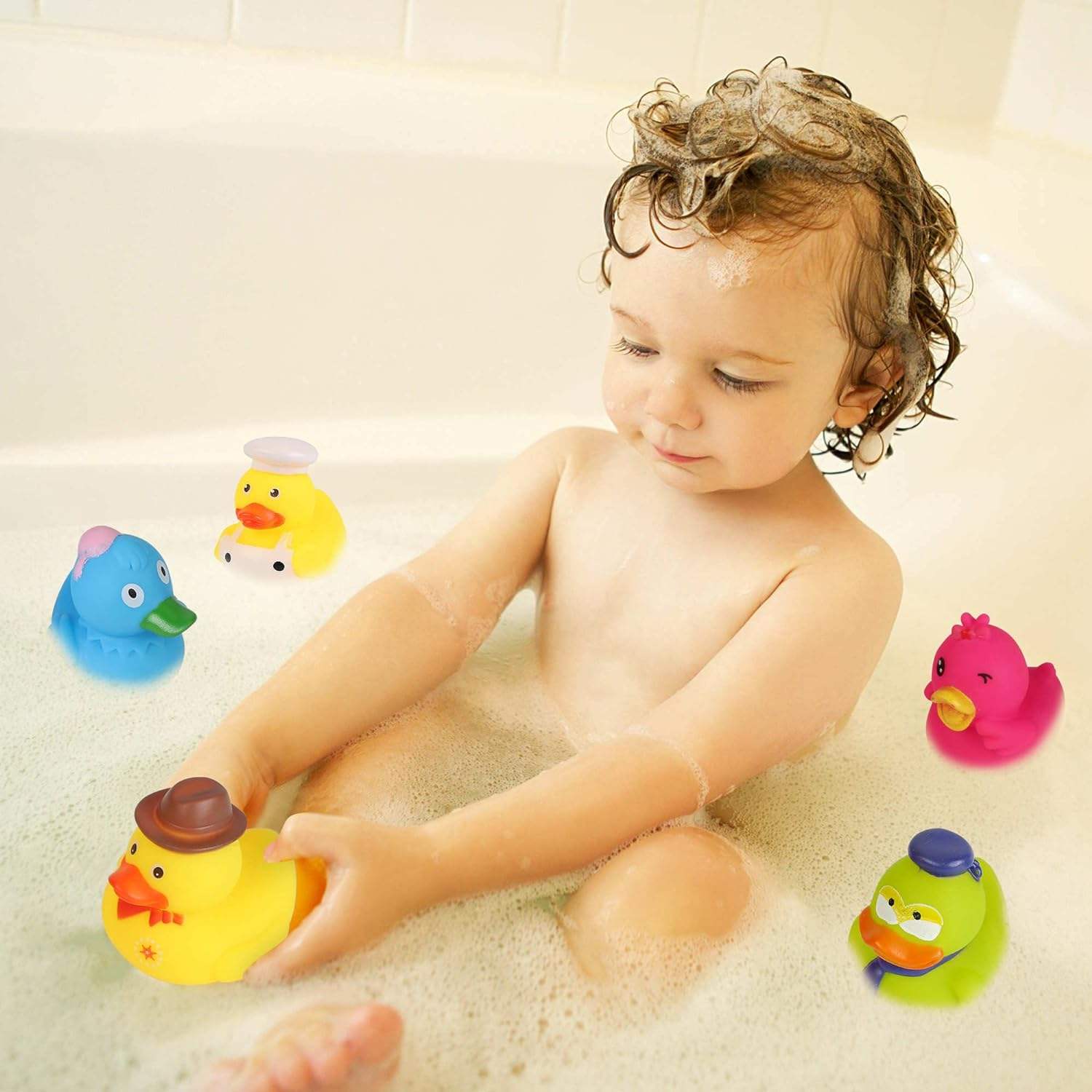 15 - Piece Mini Rubber Duck Whistling Bath Toy Set Mixed Colours JY475180 - with | Sold by Uncle Wiener's Wholesale