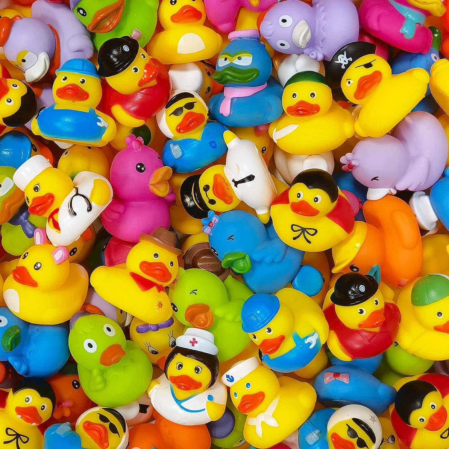 15 - Piece Mini Rubber Duck Whistling Bath Toy Set Mixed Colours JY475180 - with | Sold by Uncle Wiener's Wholesale
