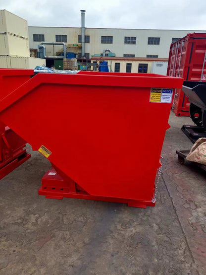 1.5 to 3.0 Cubic Yard Forklift Dump Hoppers – Standard & Heavy - Duty Tip Bin Models - Material Handling with 3.0 CY Heavy Duty Red 855214 | Sold by Uncle Wiener's Wholesale