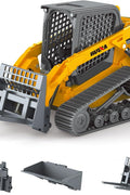 1:50 Scale Tracked Skid Steer Loader Die - Cast Toy – Construction Vehicle Model with Forklift, Shovel &amp; Grabber - with | Sold by Uncle Wiener's Wholesale