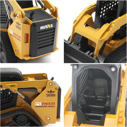 1:50 Scale Tracked Skid Steer Loader Die - Cast Toy – Construction Vehicle Model with Forklift, Shovel &amp; Grabber - with | Sold by Uncle Wiener's Wholesale