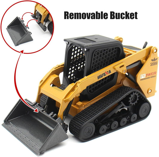 1:50 Scale Tracked Skid Steer Loader Die - Cast Toy – Construction Vehicle Model with Forklift, Shovel &amp; Grabber - with | Sold by Uncle Wiener's Wholesale