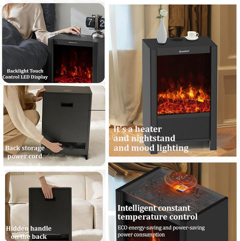 1500W Indoor Electric Space Heater with 3D Flame Effect – Portable Fireplace Heater with Remote & ECO Mode - with | Sold by Uncle Wiener's Wholesale