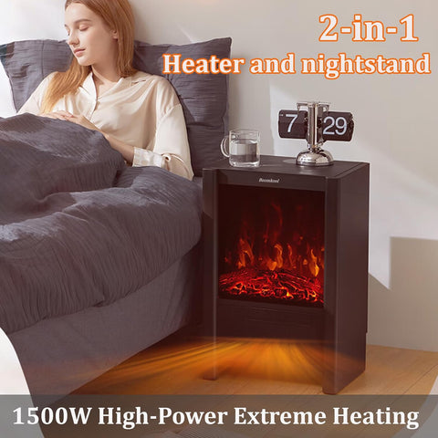 1500W Indoor Electric Space Heater with 3D Flame Effect – Portable Fireplace Heater with Remote & ECO Mode - with | Sold by Uncle Wiener's Wholesale