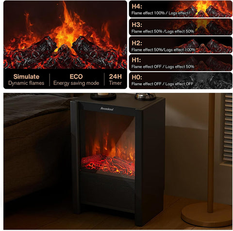 1500W Indoor Electric Space Heater with 3D Flame Effect – Portable Fireplace Heater with Remote & ECO Mode - with | Sold by Uncle Wiener's Wholesale