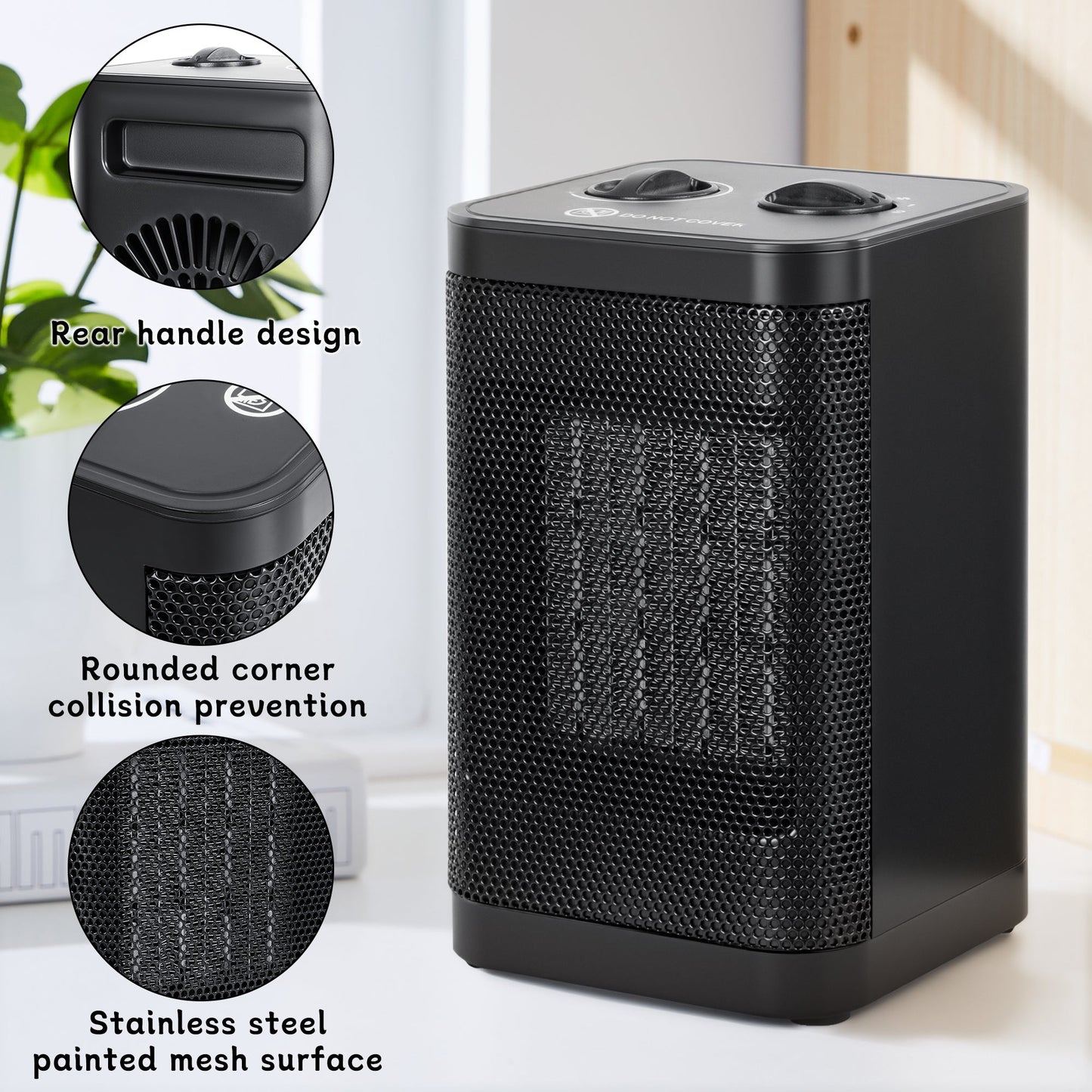 1500W Portable Space Heater – Fast Heating Ceramic Mini Heater with Adjustable Thermostat & Tip - Over Protection – AMSWH06M - with | Sold by Uncle Wiener's Wholesale