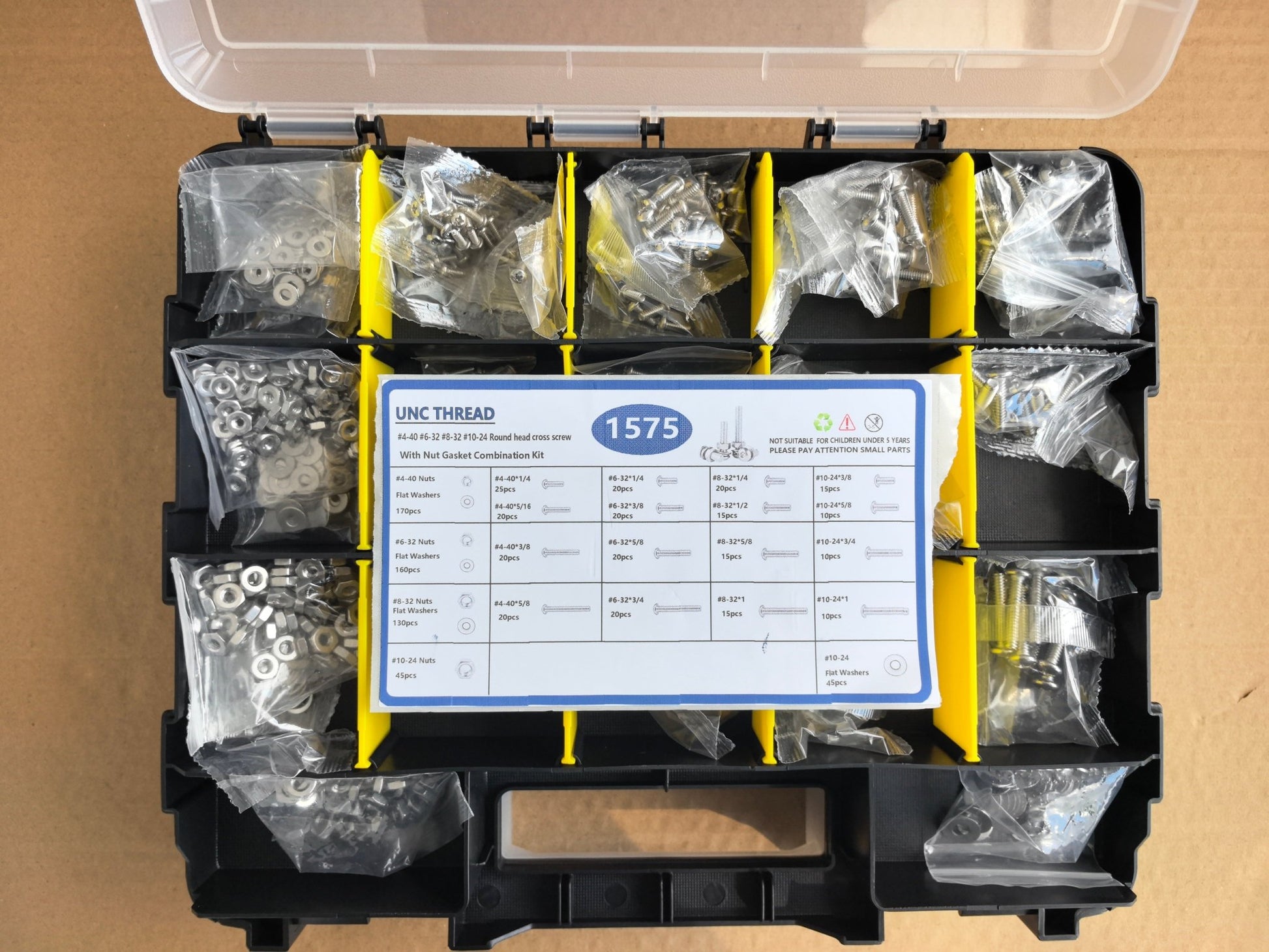 1575 PCS Stainless Steel Nuts & Bolts Assortment Kit with Screws, Washers & Organizer Box – STY01575 - with | Sold by Uncle Wiener's Wholesale