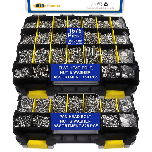 1575 PCS Stainless Steel Nuts & Bolts Assortment Kit with Screws, Washers & Organizer Box – STY01575 - with | Sold by Uncle Wiener's Wholesale