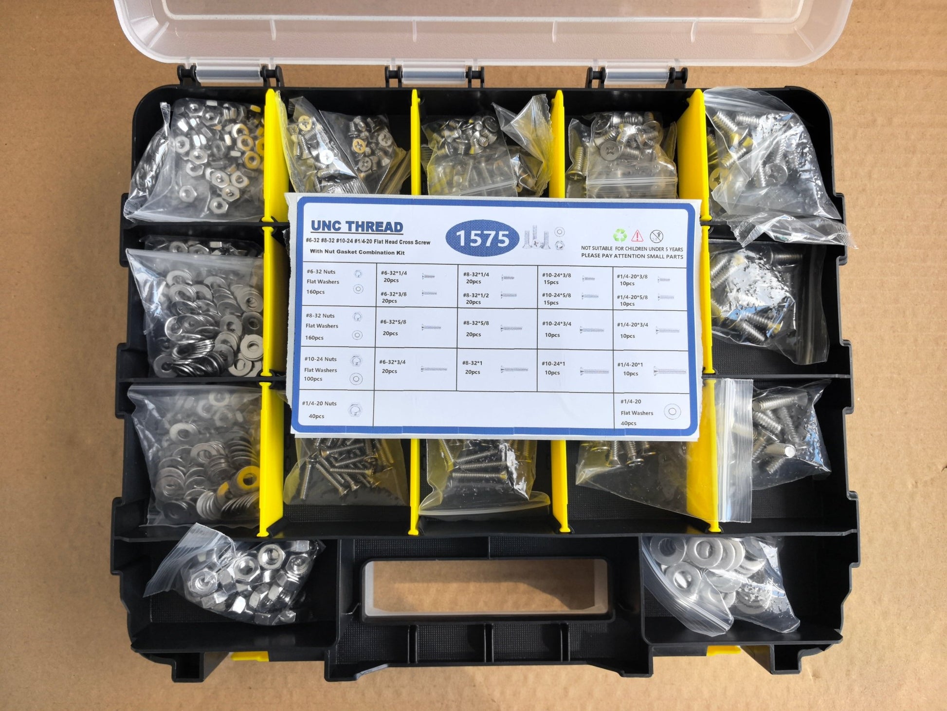 1575 PCS Stainless Steel Nuts & Bolts Assortment Kit with Screws, Washers & Organizer Box – STY01575 - with | Sold by Uncle Wiener's Wholesale
