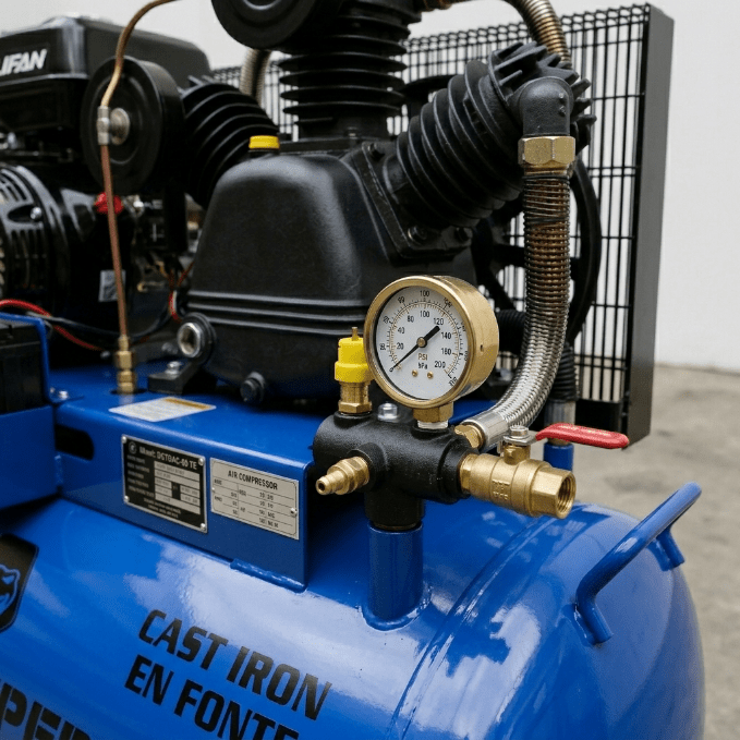 15HP & 13 HP Gas Air Compressor with Electric Start – 66 & 39 Gallon Tank Options | Heavy - Duty Portable Unit - Furniture with 39 Gal / 147.63L – Electric Start + Clutch (Model 4013H) | Sold by Uncle Wiener's Wholesale