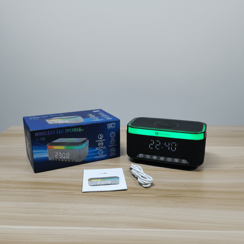 15W Wireless Charger Bluetooth Speaker Alarm Clock RGB LED Light USB TF FM B805 - with | Sold by Uncle Wiener's Wholesale