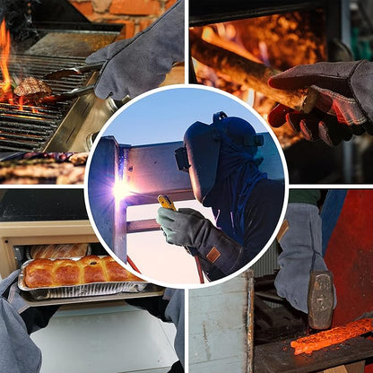 16 Inch Heat Resistant Leather Welding BBQ Gloves 932°F Fire Protection LGW169 - with Small | Sold by Uncle Wiener's Wholesale