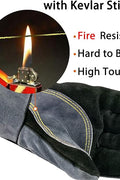 16 Inch Heat Resistant Leather Welding BBQ Gloves 932°F Fire Protection LGW169 - with Small | Sold by Uncle Wiener's Wholesale